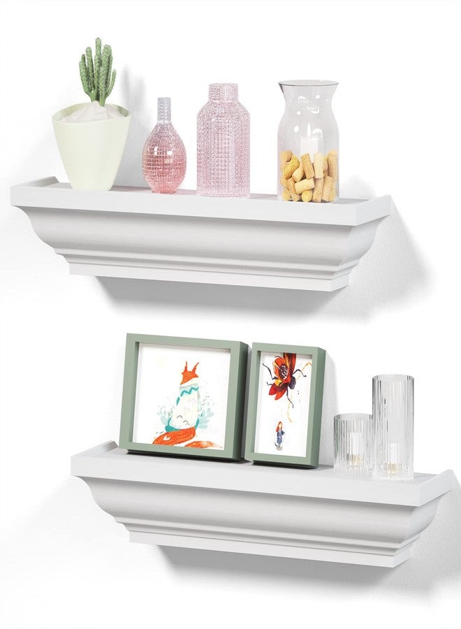 Alsonerbay Floating Shelves - White Rustic Wall Shelves, 2 Pack (17 Inch) for Bedroom, Living Room, Bathroom - Image 1